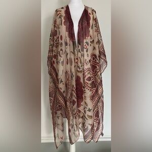 Woven Hear Kimono Duster XL Boho Long Festival Hippie Ethereal Flowy Goblincore